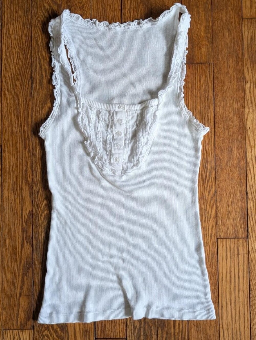 Y2k Ribbed Beaded Ruffle Cami Top Bella Swan Twilight Core Lace Trim Y2K Coquett